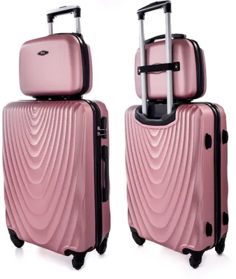 Produktbild von RGL 663 Kofferset ABS++ Hartschalen Koffer abnehmbare Räder Trolley 2tlg Koffer XXL + Kosmetikkofer: Rose Red