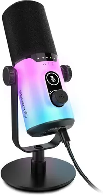 Productafbeelding van Professionele USB/XLR Podcast Microfoon met RGB Verlichting en Mute Knop voor Gaming en Streaming