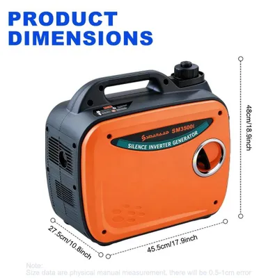 Produktbild von Tragbarer Inverter Generator - Benzin Stromerzeuger 2200W 220V 50Hz - 2000W Dauerleistung - Leise 55–58 dB - 3,5 l Tank - bis 9 h Laufzeit Camping Wohnmobil