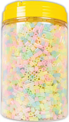 Produktbild von La Manuli Bügelperlen 5000 Stück Midi 5 mm, im Dunkeln leuchtend – Steckperlen in 6 Farben, Glow-in-the-Dark Perlen zum Bügeln, Dose mit 2 Pinzetten