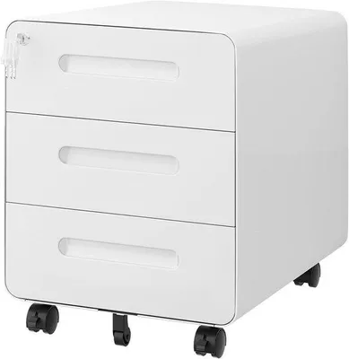 Productafbeelding van Rolcontainer Archiefkast - Mobiele Kast - Kantoor Organisatie - Afsluitbaar Met 4 Sleutels - 46x40x50 cm - Wit
