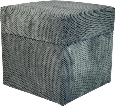 Zdjęcie produktu dla Pufa welurowa ZEFIR DOT 40x40 cm kwadratowa z pojemnikiem pufa tapicerowana otwierana do salonu szara