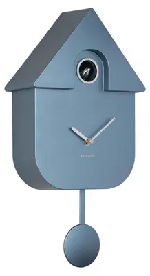 Kuckucksuhr Modern Cuckoo Metallic, Blau, 21,5x8,5x41 cm