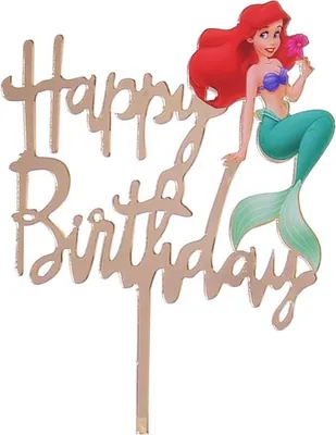 Obrázok produktu pre Akrylový topper „Happy Birthday“ – Princezná Ariel