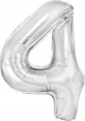 Produktbild von Folienballon Zahl 4 VIER silber 100 cm, 1 Stk.