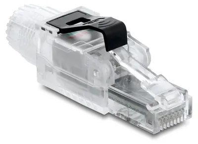 Produktbild von Delock RJ45 Stecker feldkonfektionierbar Cat.6A ungeschirmt transparent / schwarz