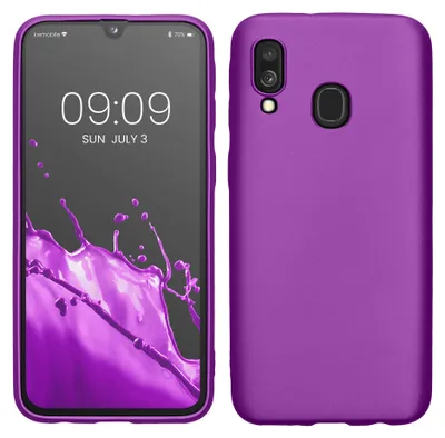 Produktbild von kwmobile Handyhülle für Samsung Galaxy A40 Hülle - Silikon Case metallisch schimmernd - Schutzhülle Cover - Metallic Violett