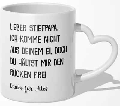 Produktbild von 22Feels Stiefpapa Geschenk Vatertag Geburtstag Bonuspapa Stiefvater Tasse Weihnachten Patchwork Familie Kaffeetasse Männer Beste Stiefeltern (Herzhenkel Weiss)