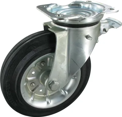 Produktbild von Müllrolle Müllcontainerrolle Lenkrolle mit Feststeller Rad 200mm Vollgummi