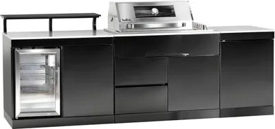 Produktbild von BUSCHBECK Outdoorküche Bradford - schwarzer Edelstahl (mit Anti-Fingerprint-Beschichtung), weißer Marmor-Arbeitsplatte - Inkl. Schutzhülle