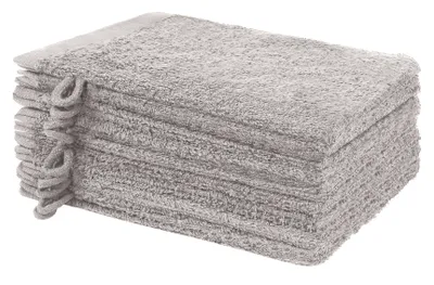 Produktbild von Frottier Waschhandschuhe 10er Pack 15x21cm, 100% Baumwolle, Silber grau