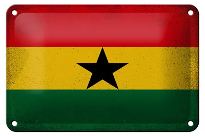 Produktbild von Blechschild Flagge Ghana 18x12cm Flag of Ghana Vintage Dekoration