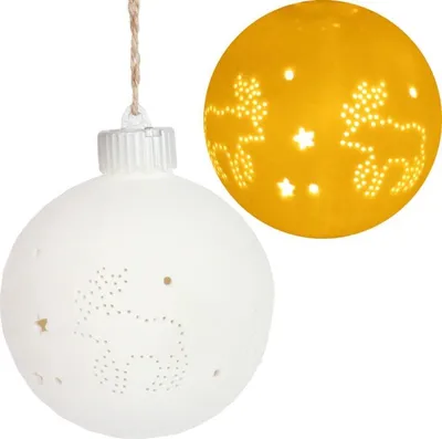 Zdjęcie produktu dla Bombka ceramiczna LED na baterię z motywem renifera