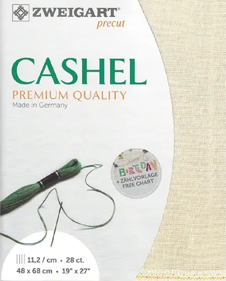 Immagine prodotto di Tessuto da ricamo CASHEL Zweigart, pretagliato, 28 conteggi, codice 3281, colore 770, beige platino. Tessuto per lavori a mano realizzato in 100% lino, ideale per il ricamo, dimensioni 48x68 cm