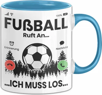 Produktbild von Fussballer Tasse Geschenk Fussballspieler Geschenkidee Fußball Ruft An Kaffee-Becher (Blau)