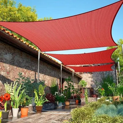 Produktbild von Terrasüberdachung Rechteck - Sonnenschutz Luftpolster - Terrassenüberdachung - UV-Blockierend atmungsaktiv - 1,8 x 3,6 Meter - Rot