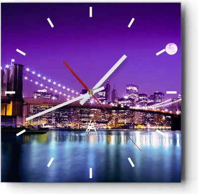 Produktbild von Wanduhr - Quadrat - Glasuhr - Amerika wohnung architektur - 40x40cm - Schleichendes Uhrwerk - Lautlos - zum Aufhängen bereit - Dekoration Modern - Wanddekoration aus Glas - C3AC40x40-2443