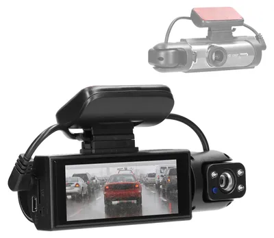 Immagine prodotto di Videoregistratore per auto multilingue con doppio obiettivo, dash cam per auto, visione notturna, rilevamento del movimento, DVR, videocamera grandangolare a 170 gradi