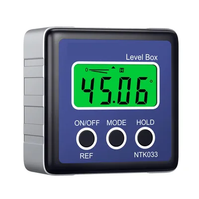 Produktbild von Digitaler LCD-Winkelmesser, Neigungsmesser, wasserdichter Winkelkasten, Winkelmesser, Wasserwaage (Batterien nicht enthalten) – Blau