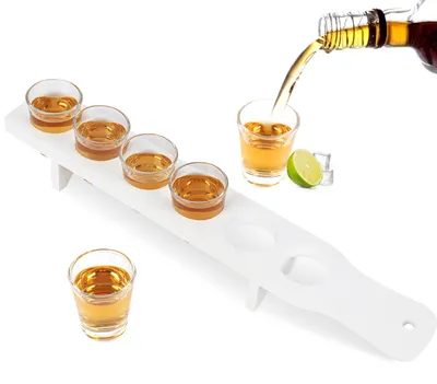 Produktbild von Set von 6 transparenten Shotgläsern mit Halter