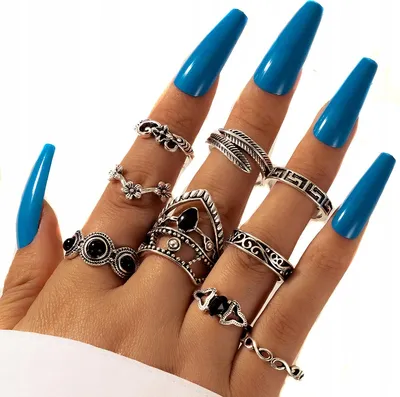Produktbild von Silber RETRO PUNK BOHO 74 SET RETRO RINGE