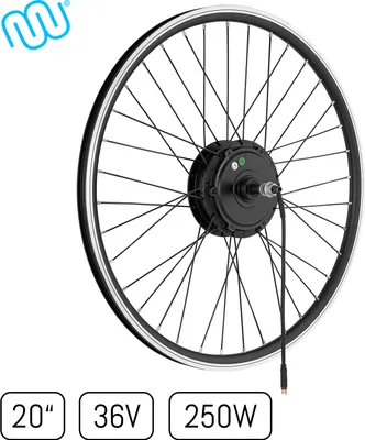 Produktbild von windmeile | E-Bike Nabenmotor Hinderrad, eingespeicht, Schwarz, 20“, 36V/250W, E-Bike, Elektro Fahrrad, Pedelec