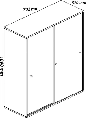 Immagine prodotto di Armadio da ufficio con 3 scomparti | moderno file cabinet con porte scorrevoli e serratura | Dimensioni ca. B. 70 x H. 111 x D. 40 cm – Lona 3 scomparti bloccabili