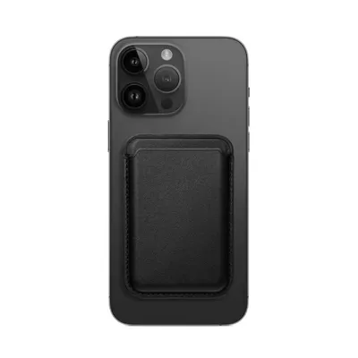 Image de LEATHER MAG WALLET Porte-cartes magnétique compatible avec MagSafe noir