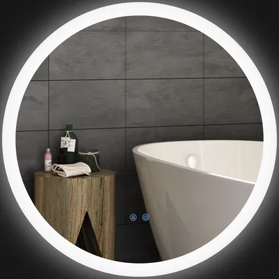 Zdjęcie produktu dla lustro łazienkowe kleankin z oświetleniem, lustro ścienne Ø70 cm z 3 kolorami oświetlenia, lustro podświetlane IP44 z przełącznikiem dotykowym, funkcja pamięci, lustro łazienkowe z funkcją przeciwmgielną
