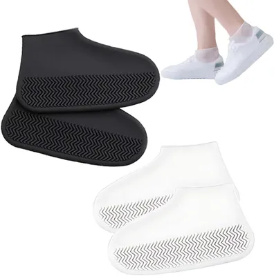 Imagen del producto de Cubrezapatos de silicona, impermeables, antideslizantes, 2 pares, reutilizables para uso en exteriores