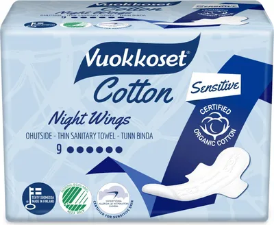 Produktbild von Vuokkoset Monatshygiene Nachtbinden - 9 Stück