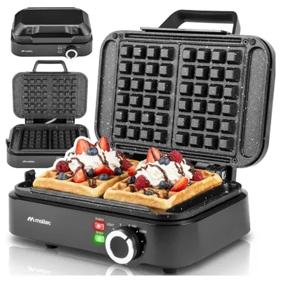Produktbild von Waffeleisen knusprig Doppelt Belgische Waffeln Antihaft Sperre mit Temperaturregelung Schwarz