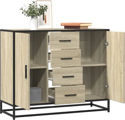 Zdjęcie produktu dla vidaXL Kredens dąb sonoma 92x35x76 cm Materiał drewnopochodny