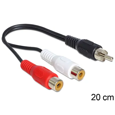 Produktbild von DeLOCK 84493, RCA, Männlich, 2 x RCA, Weiblich, 0,2 m, Schwarz