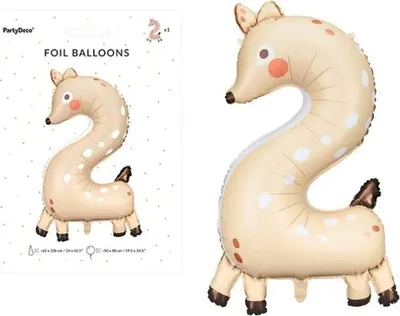 Zdjęcie produktu dla Balon foliowy Cyfra 2 Sarenka 65x102cm mix 19379