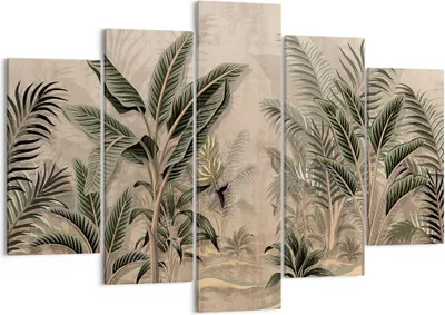 Produktbild von Bild auf Leinwand - Leinwandbild - 5 Teile - Wald Blatt Baum - 150x100cm - Wand Bild - Wanddeko - Wandbilder - Leinwanddruck - Bilder - Wanddekoration - Leinwand bilder - Wandbild - EA150x100-5101