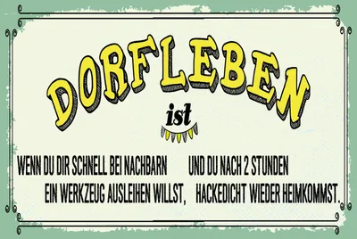 Produktbild von vianmo Holzschild 20x30 cm Dorfleben ist wenn du schnell bei Nachbarn