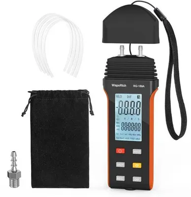 Image de Manomètres numériques pour la pression de gaz, avec 11 plages de mesure et un kit de tuyaux