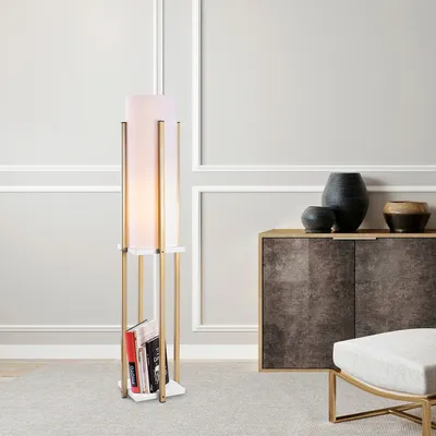 Immagine prodotto di Opviq, 7133- 7133LMP, Bianco,Oro, Lampade da terra, 25 x 25 x 130 cm, Corpo in metallo