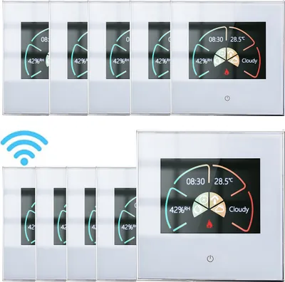 Obrázek produktu pro 10X WiFi digitální LCD termostat, týdenní programovatelný pokojový termostat pro 5A ohřev vody, dotykové ovládání / mobilní aplikace / hlasové ovládání podlahového vytápění kompatibilní s Alexou / Google Home, bílý