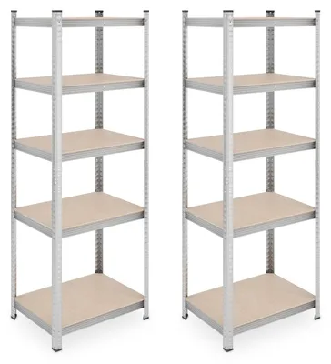 Zdjęcie produktu dla Regał stalowy - Regał magazynowy - 180 x 60 x 45 cm - Srebrny - Zestaw 2 szt.