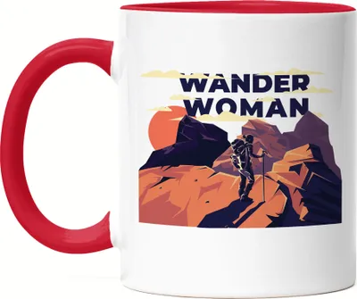 Produktbild von Wander Woman Tasse Rot Berg Berge Hügel Wanderroute Wanderweg Gipfel Wanderschuhe Bergsteigen Sport