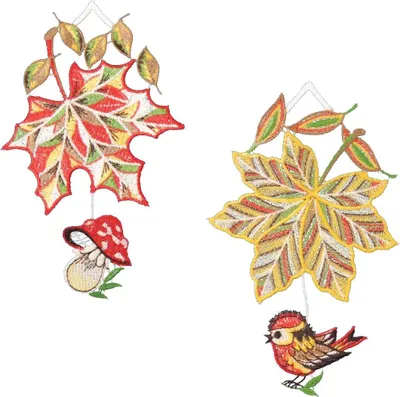 Produktbild von Fensterbild "Herbstblätter" im 2er-Set, farbig, je 11 x 18 cm