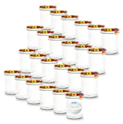Imagen del producto de Juego de 24 vasos para mermelada de 230 ml con tapa de rosca