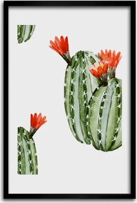 Produktbild von Bild - Bilderrahmen - 40 cm x 60 cm - MDF - Rahmen - Wandkunst - Kakteen