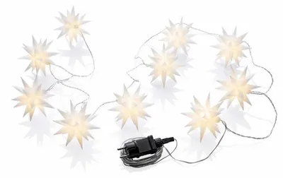 Produktbild von 6x Lichterkette Weihnachtsstern 10 LED Sterne Ø12cm warmweiß 7,7m 8h Timer