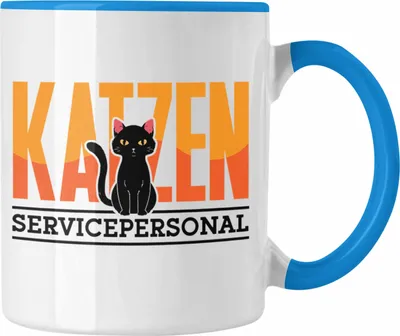 Produktbild von Trendation - Katzen Servicepersonal Tasse Geschenkidee Lustig Spruch Katzenbesitzer KatzenMama (Blau)