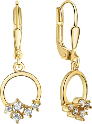 Produktbild von V Ohrhänger 375/- Gold 2,7cm gelb Zirkonia weiß 371330604-2