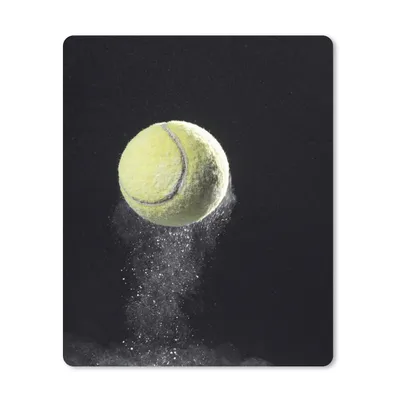 Produktbild von MuchoWow® Mauspad Mousepad Kreidepartikel von einem Tennisball auf schwarzem Hintergrund 19x23 cm - Mousepads - Maus Mat - Pad - Mausunterlage - Mauspads - Spielen