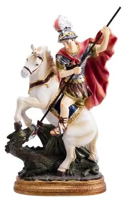 St. George Sant Jordi Figur, handbemalt, Harz, 20 cm